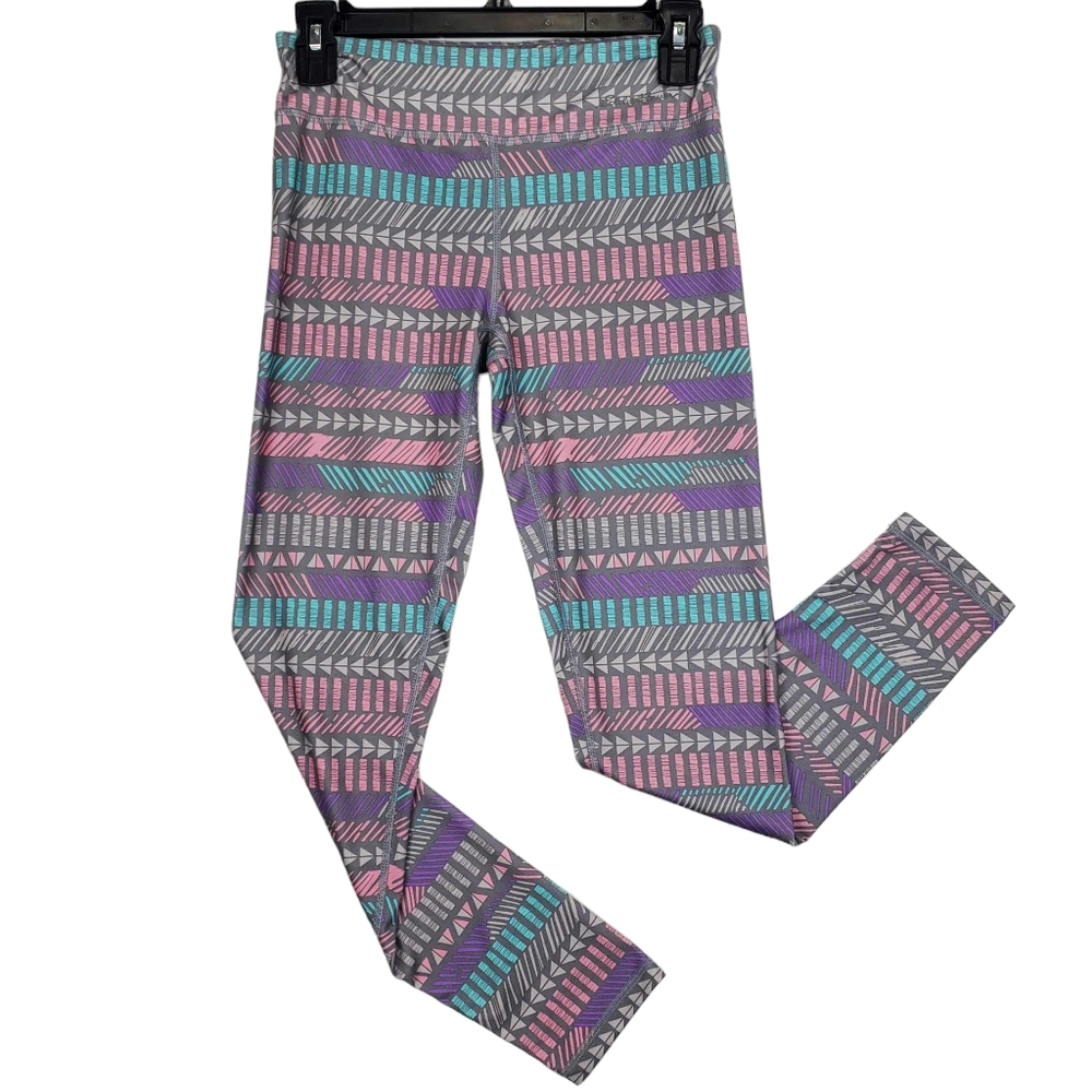Eddie Bower Girls Leggings Gray Pastel Tribal Print Size Large 14/16
